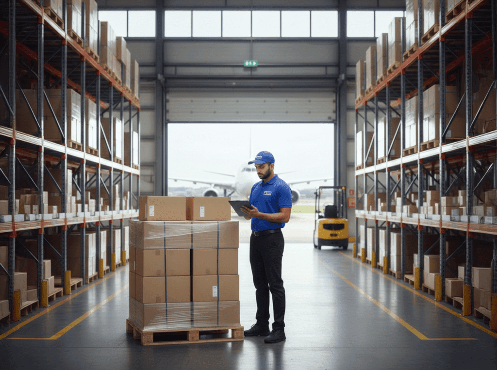 Export shipment handling with packing paperwork and customs documentation support